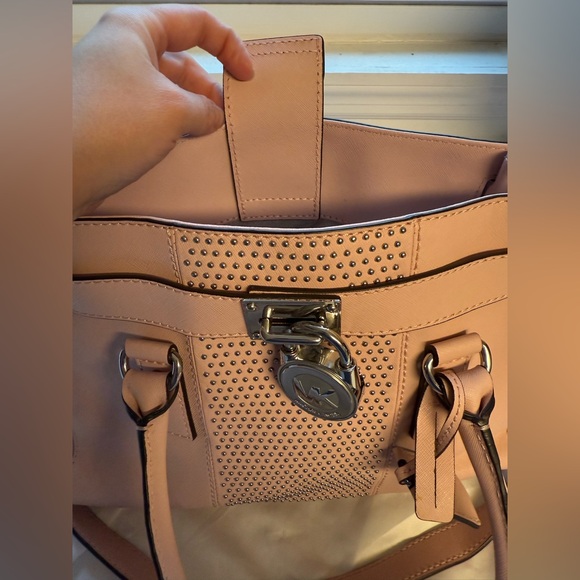 Michael Kors MicroStud Hamilton Center stripe East West Satchel - Picture 11 of 16